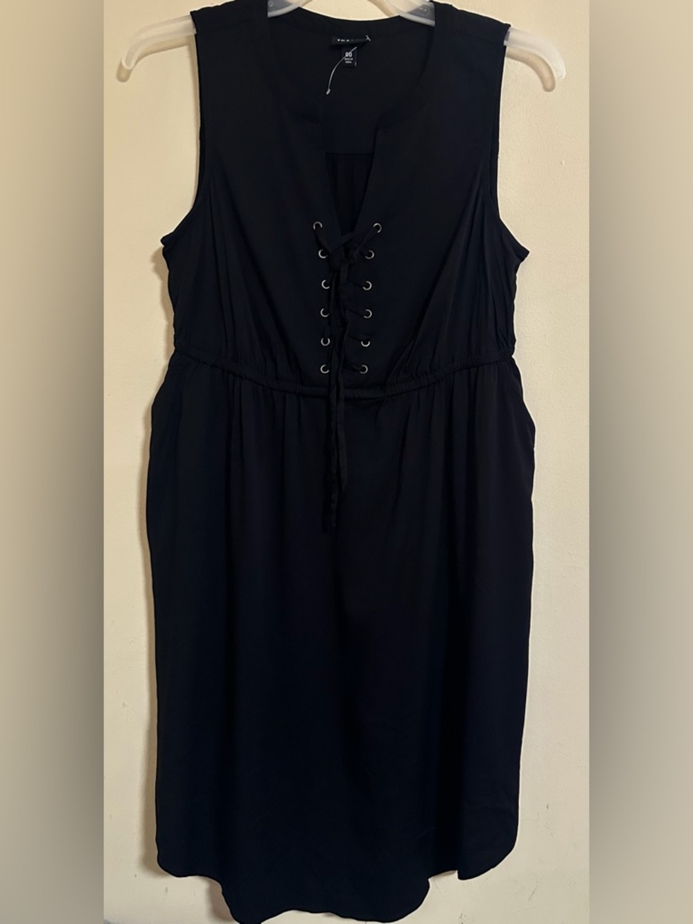 NWOT Torrid Mini Stretch Challis Lace Up Detail Shirt Dress Black Size 00 M/L - Picture 5 of 12
